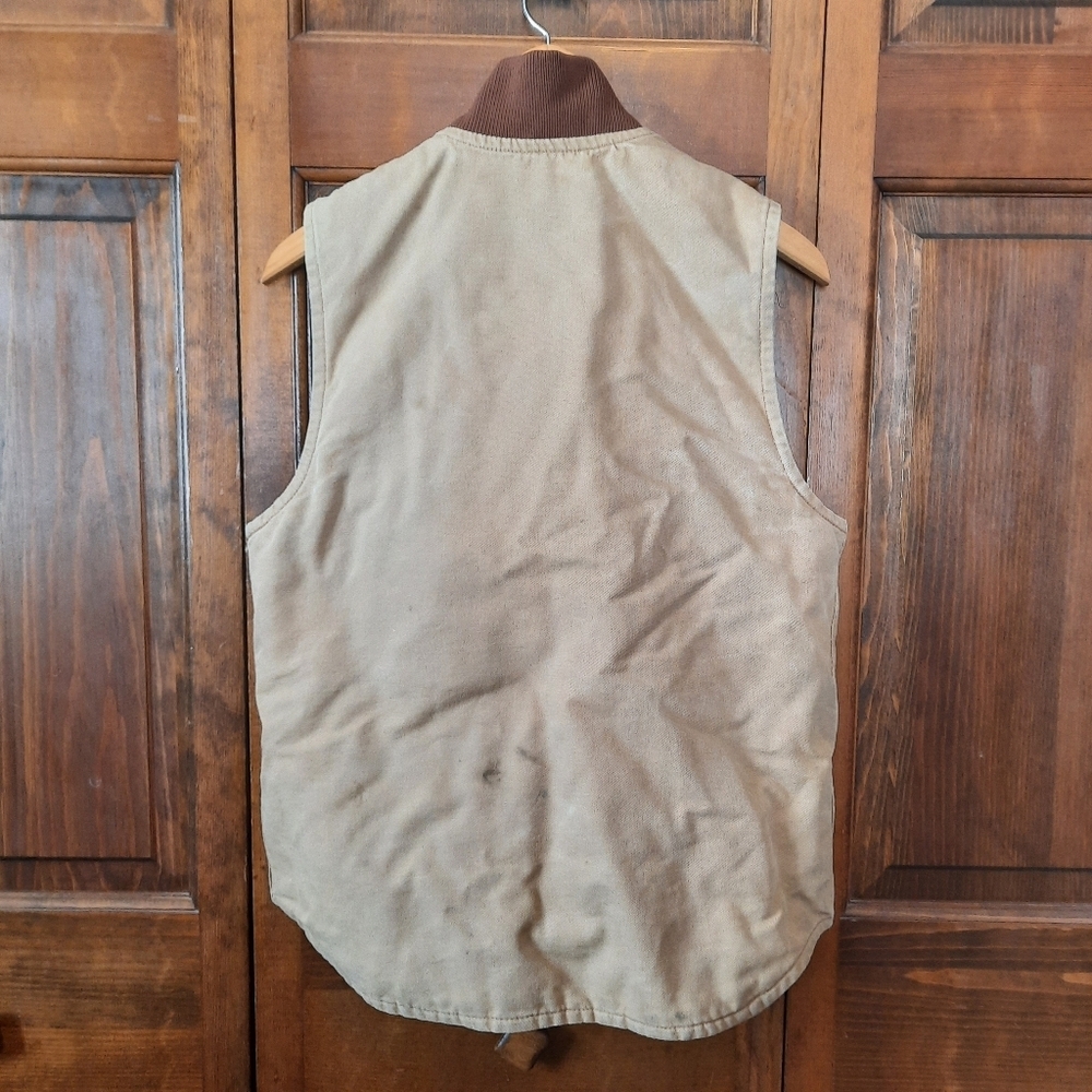 Vintage Y2K Carhartt Brown Duck Canvas Quilt Artic Lined Vest V01-BRN Size Small - Picture 12 of 14